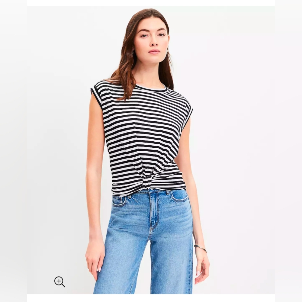 Loft Stripe Knotted Muscle Tank Top